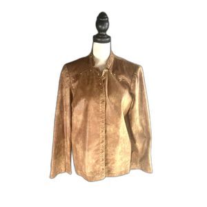 Alfred Dunner womans shirt/jacket faux suede stud buttons vintage NWOT size 10